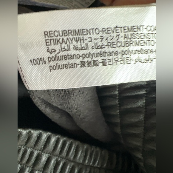 Zara Faux Leather Black No Zip/tie Pull-up Joggers With Side Pockets In Size S - Picture 7 of 8